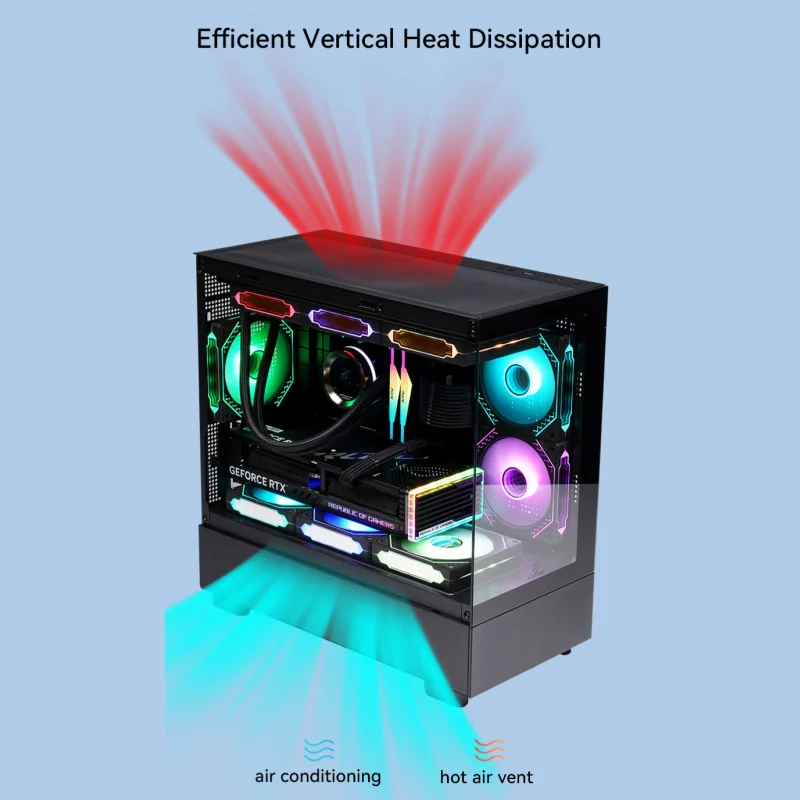 Xuanwu PRO Black PC Case Sea View Room Gaming Computer Desktop M-ATX Motherboard Support 360 Water Cooling 4090 Graphics Card