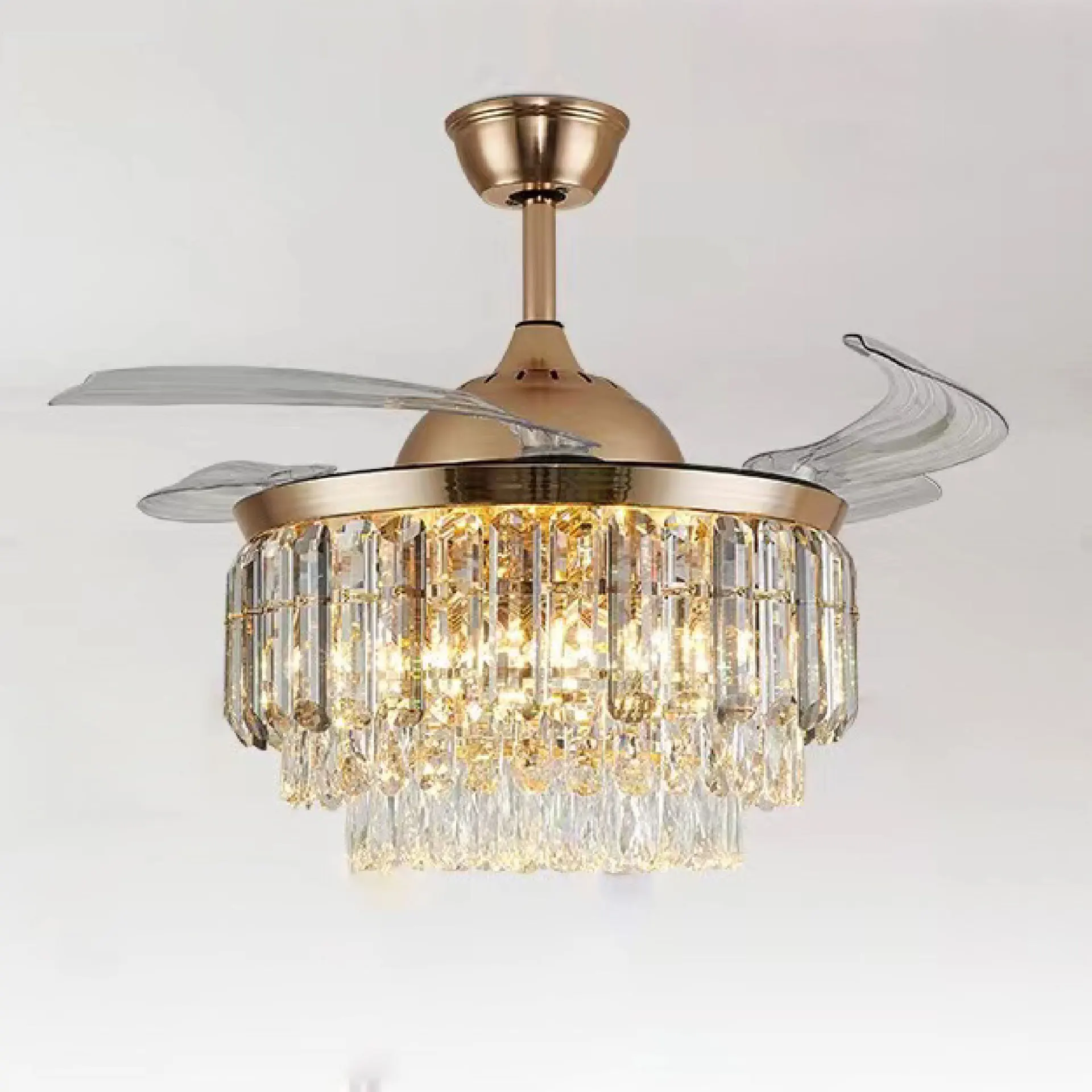 

2023 new light luxury living room dining room invisible ceiling fan light household bedroom frequency conversion fan