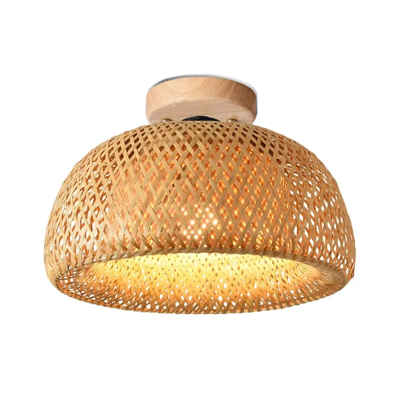 Moderno bambu natural luzes de teto e27 minimalismo casa iluminação criativa chinês zen sala chá corredor decoração gaiola luminárias