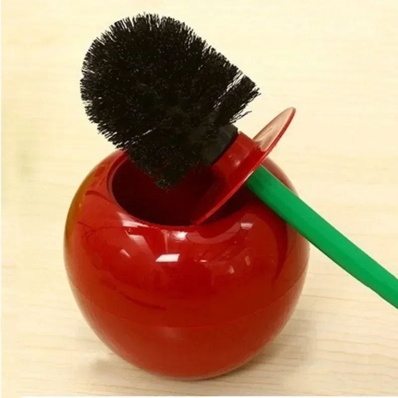 Creative Cherry Shaped Toilet Brush Set Long Handle for Bathroom Corner Cleaning Replaceable Nylon Soft Bristle Accessories