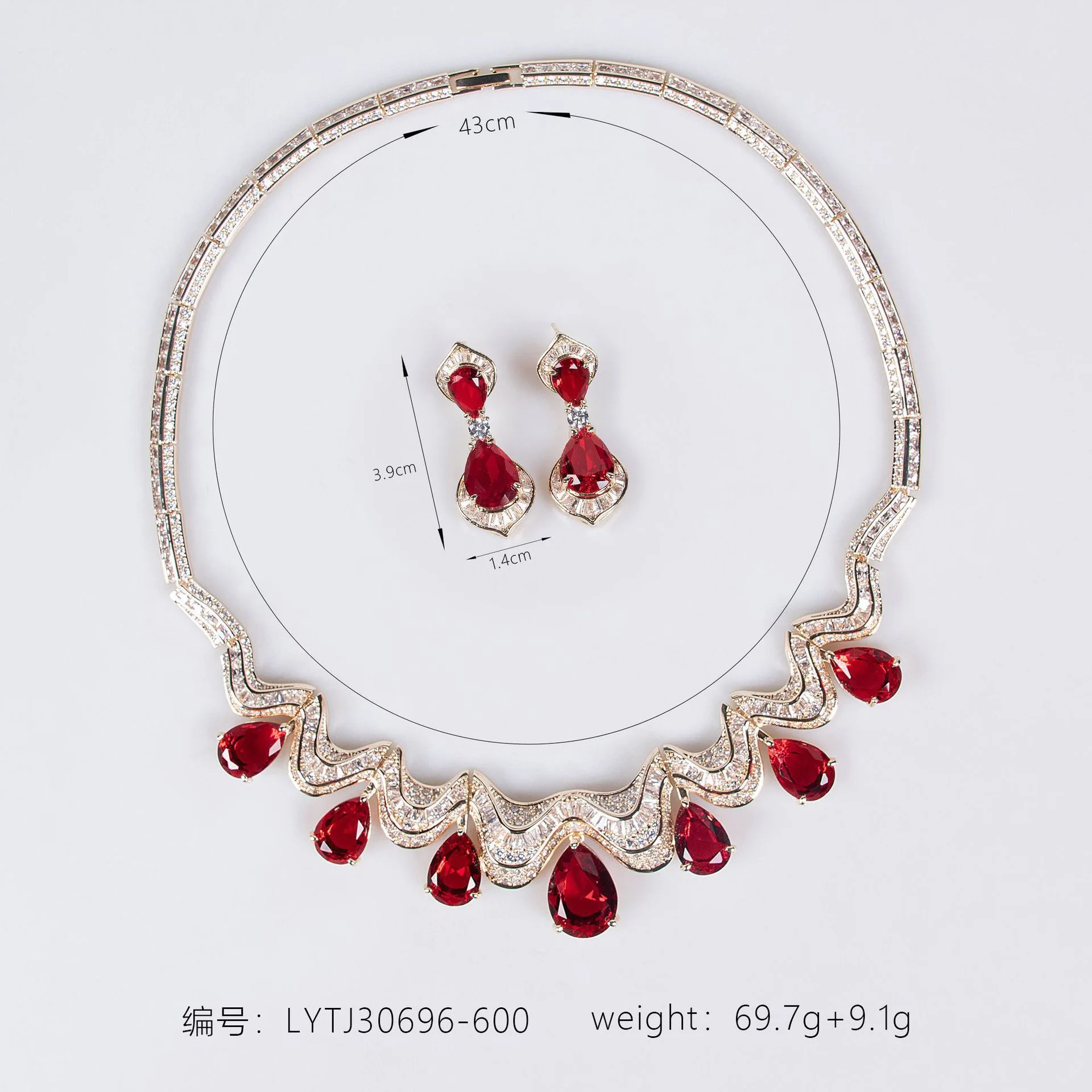 EYER Luxury Temperament AAA Zircon Colorful Necklace Choker Drop Earrings For Women Wedding Party Evening Dress Jewelry Sets - Image 2