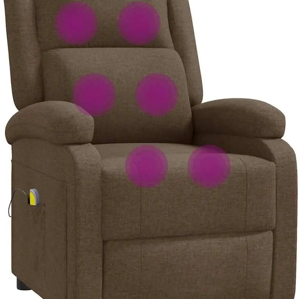Ergonomic Brown Fabric Massage Chair, 6 Points, Manual Recline, 3 Positions, 36.6x27.6x38.6in, Ideal for Home and Office