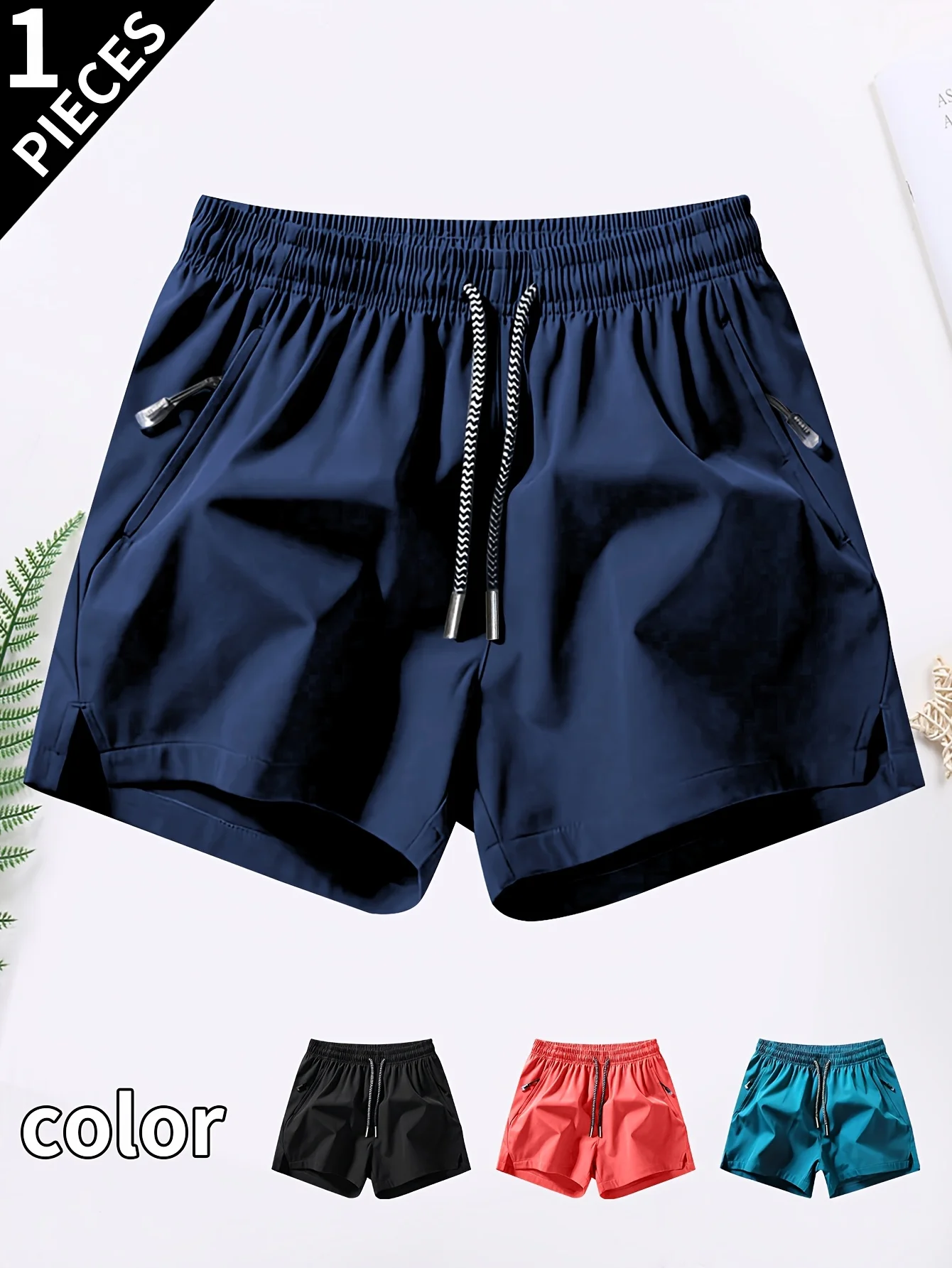 

Summer beach volleyball badminton basketball sports new ice silk breathable solid color drawstring shorts men wear thin loose sp