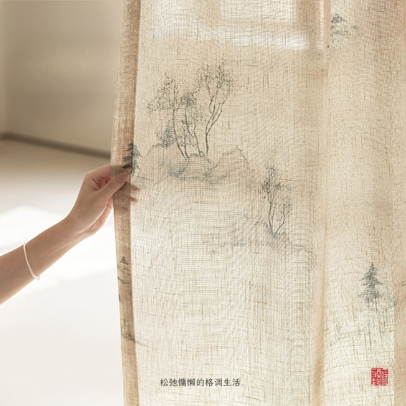 Custom Size High-end Linen Yarn Is Light-transmitting and Impermeable To People Luxury Curtains for Living Dining Room Bedroom