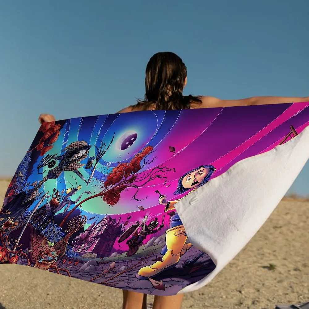 Cartoon C-Coraline Microfiber Beach Towel Absorbent Quick Dry Soft Yoga Swimming Resort Mountain Climbing Towel