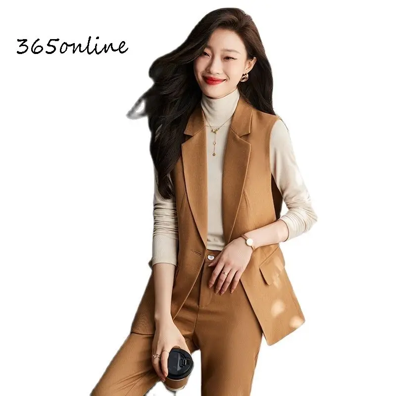 

Women Formal Business Suits with 2 Piece Set Pants and Vest & Waistcoat OL Styles Female Blazers Atutumn Winter Clothing Set