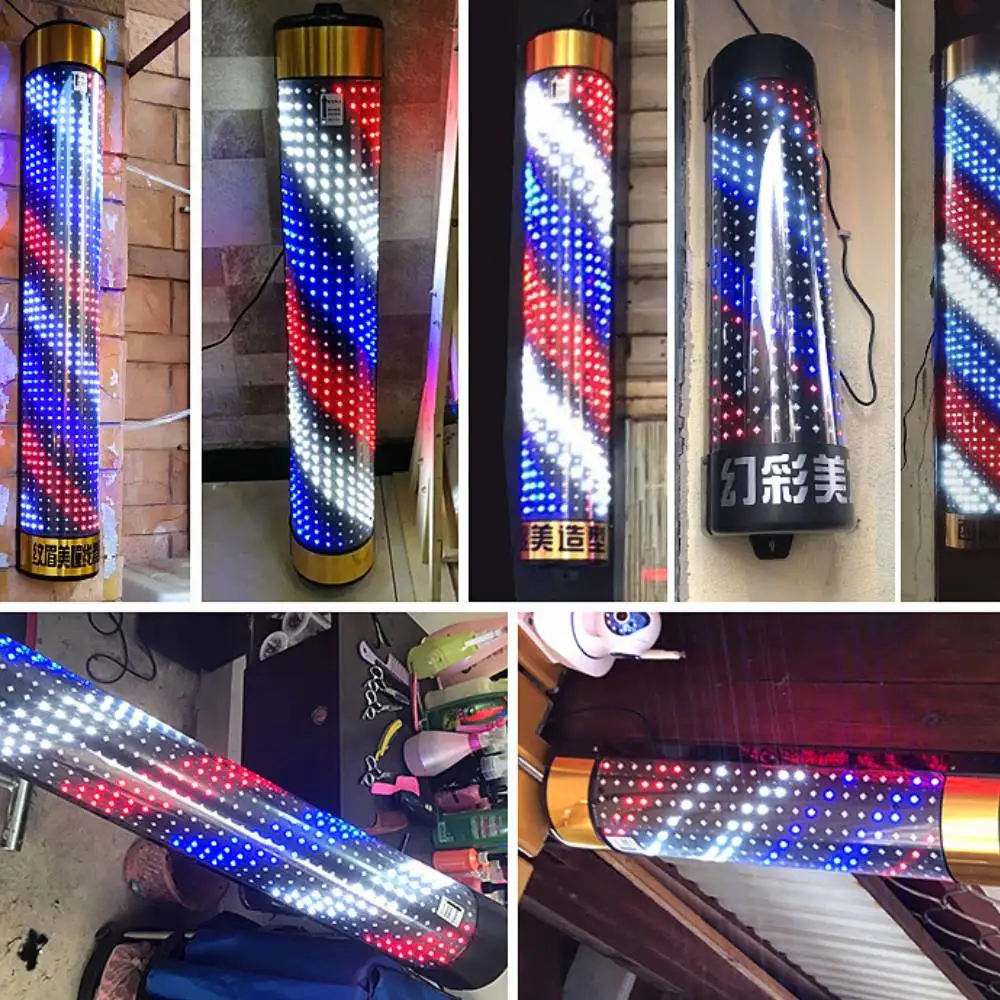 الدورية أضواء قضيب الحلاق صالون حلاقة القطب مقاوم للماء صالون الشعر داخلي علامات النيون الحائط تصفيف الشعر المشارب أضواء