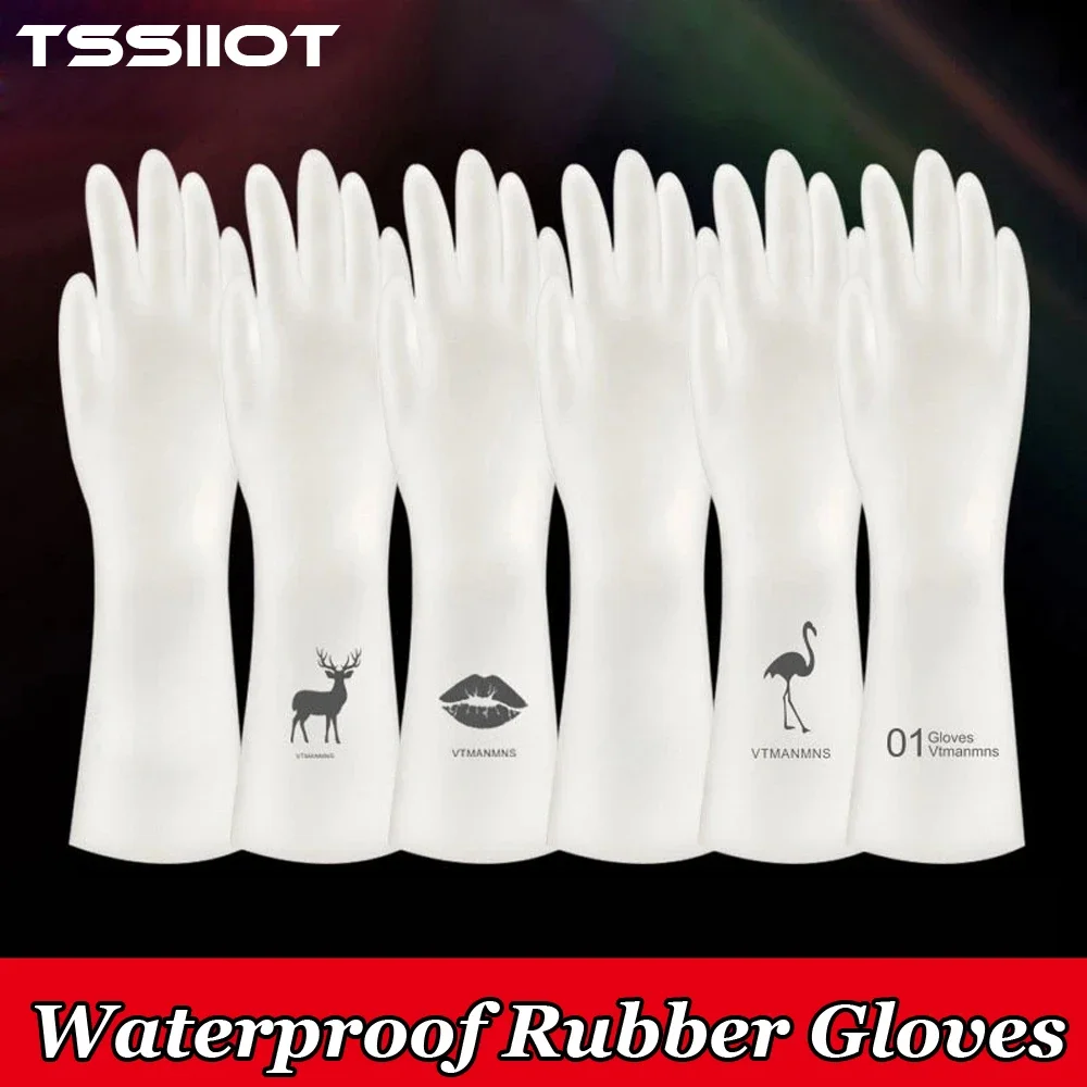 Waterproof rubber gloves latex kitchen durable cleaning household chores dishwashing tools