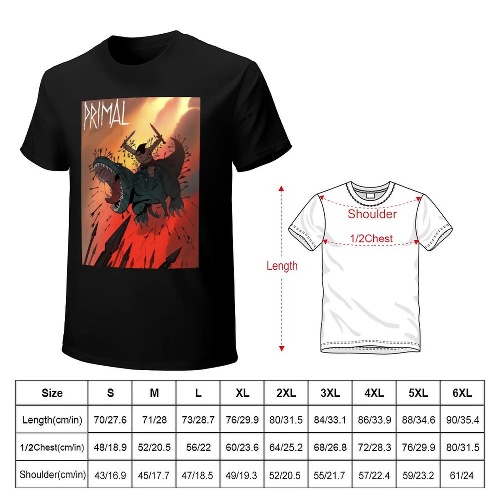 Primal Animated Tv Series T-Shirt Casual Street Style Short Sleeve Tee