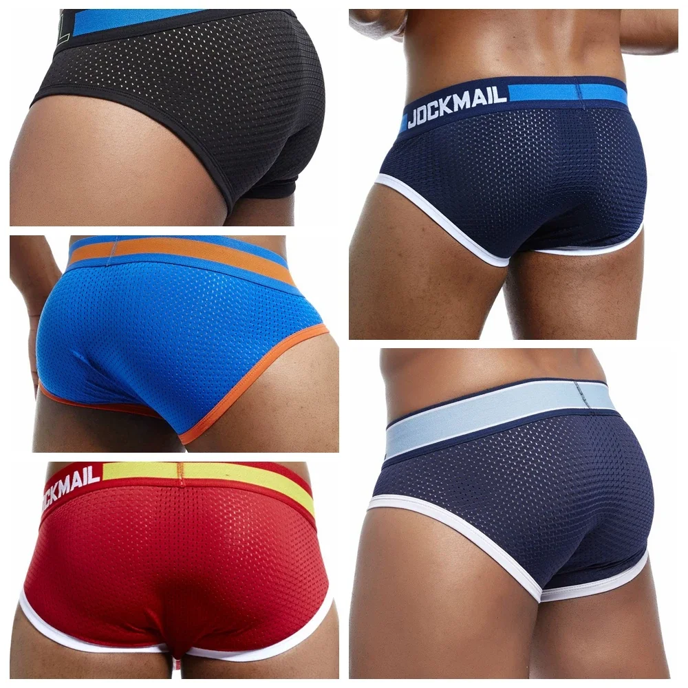 5PCS/Lot Summer Men's Underwear Briefs Cotton Low Rise Underpants Mesh Breathable Gay Underwear Bikini Calzoncillos Hombre Slip