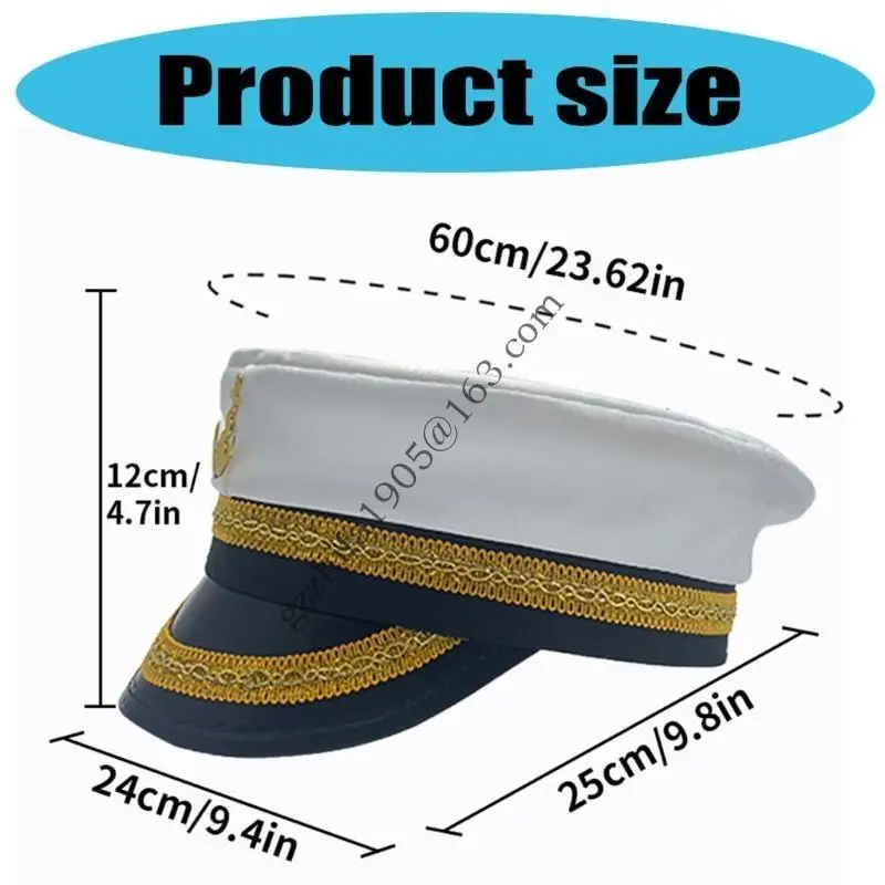 

Captain Hat for Stage Marine Party Cosplay Halloween Costume A5KE
