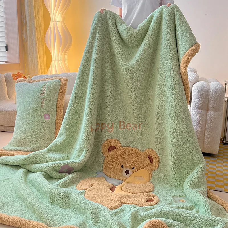 

2025 New Winter Blanket Lamb Fleece Blanket One-piece Nap Blanket Office Blanket Thickened Sofa Blanket Simple and Fashionable