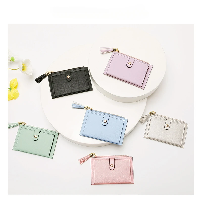 2023 Solid Color Card Bag Women's Minimalist Short Wallet Multi Card Slots Wallet Business Card Holder for Female