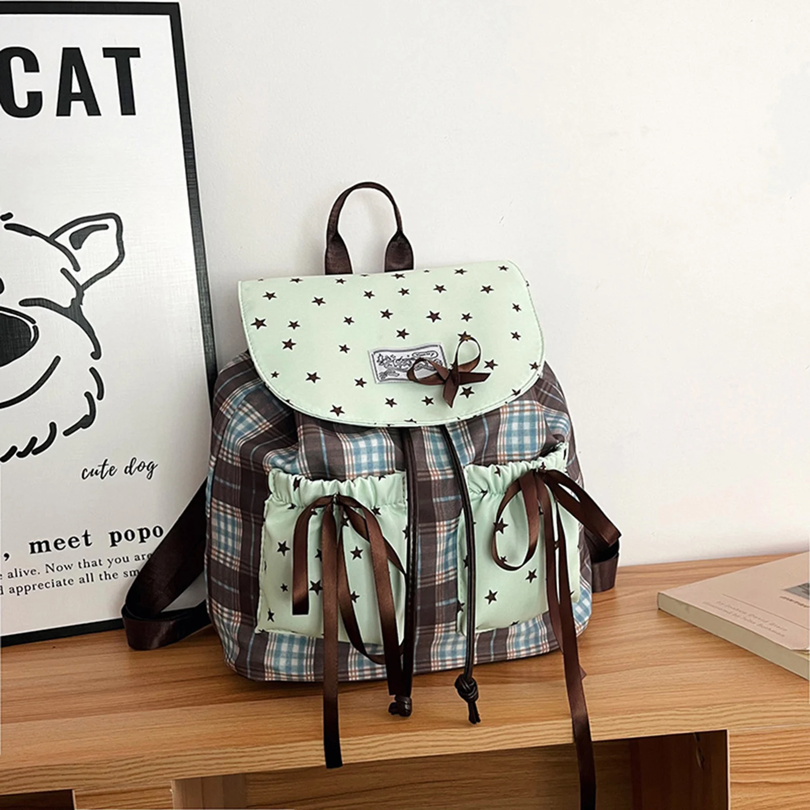 

Women‘s Girls Large Capacity Backpack Cute Bow-Design Student Bookbag Travel Daypack