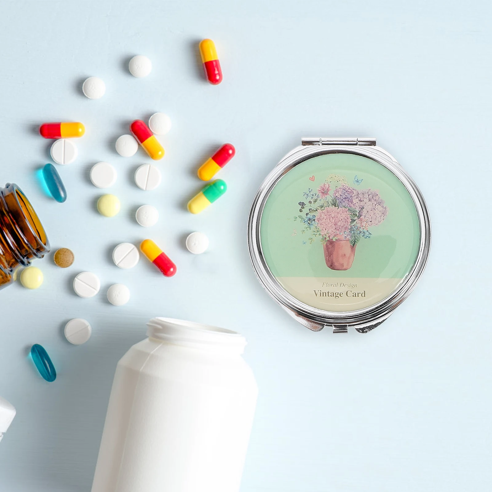 

2 шт. мини-круглые металлические медицинские ганизеры портативные держатели для ювелирных изделий легкие дорожные чехлы для таблеток