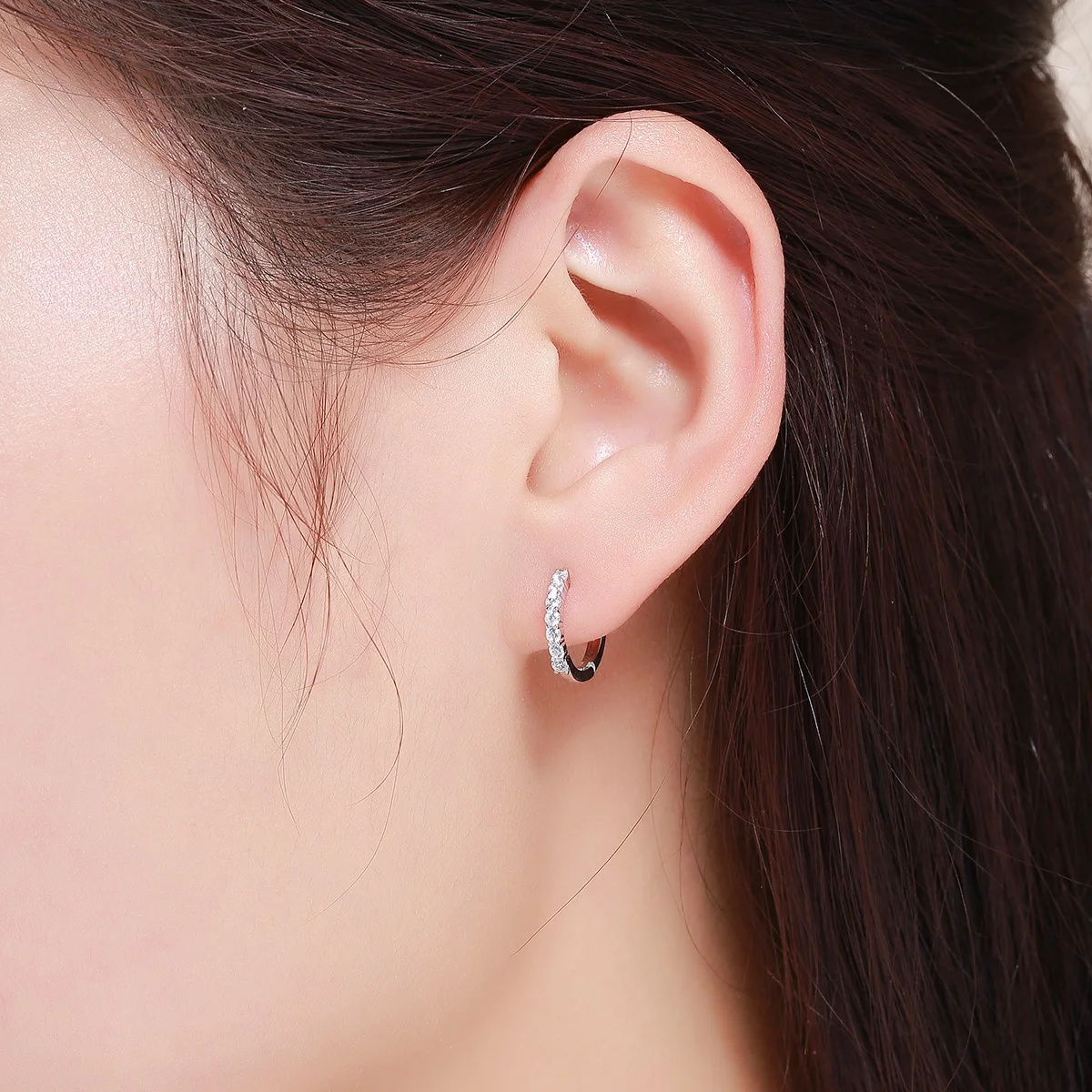 Rose gold color earring 925 silver hoop earring with zircon