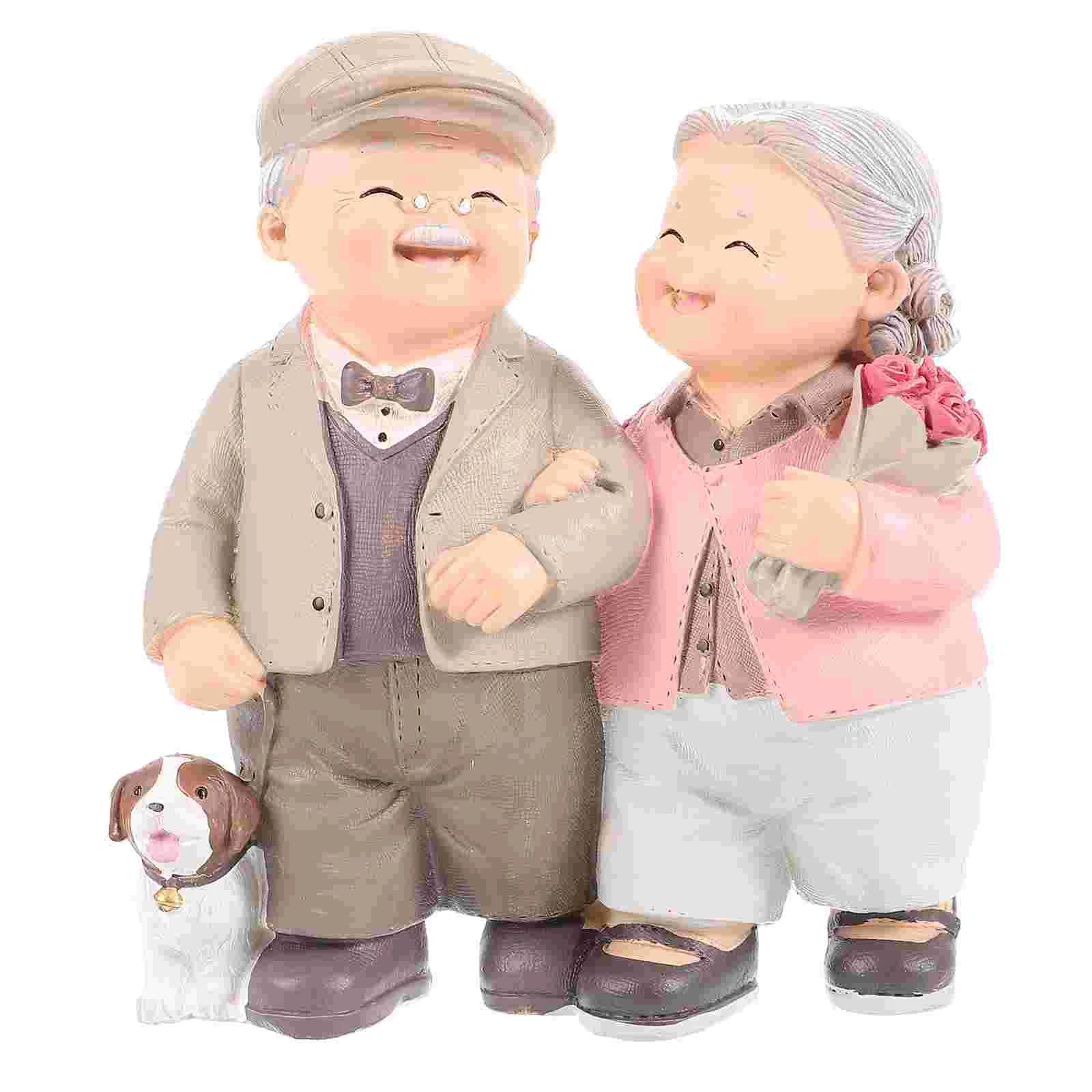 Old Man Granny Ornaments Wedding Decor Cute Couple Figurines Cakes Sweet Adornment Elderly Multi-color Decoration Mature Girl