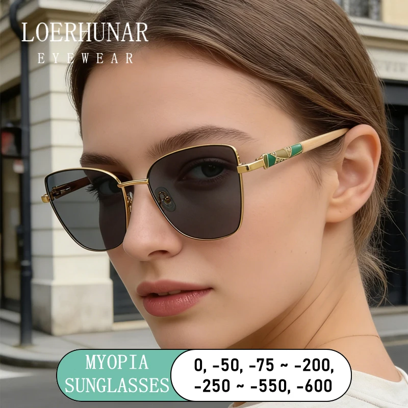 

Солнцезащитные очки LOERHUNAR Fashion Metal Myopia для женщин, уличные оптические очки-капли с диоптриями от 0 до -6.0, модные, с индивидуальным дизайном