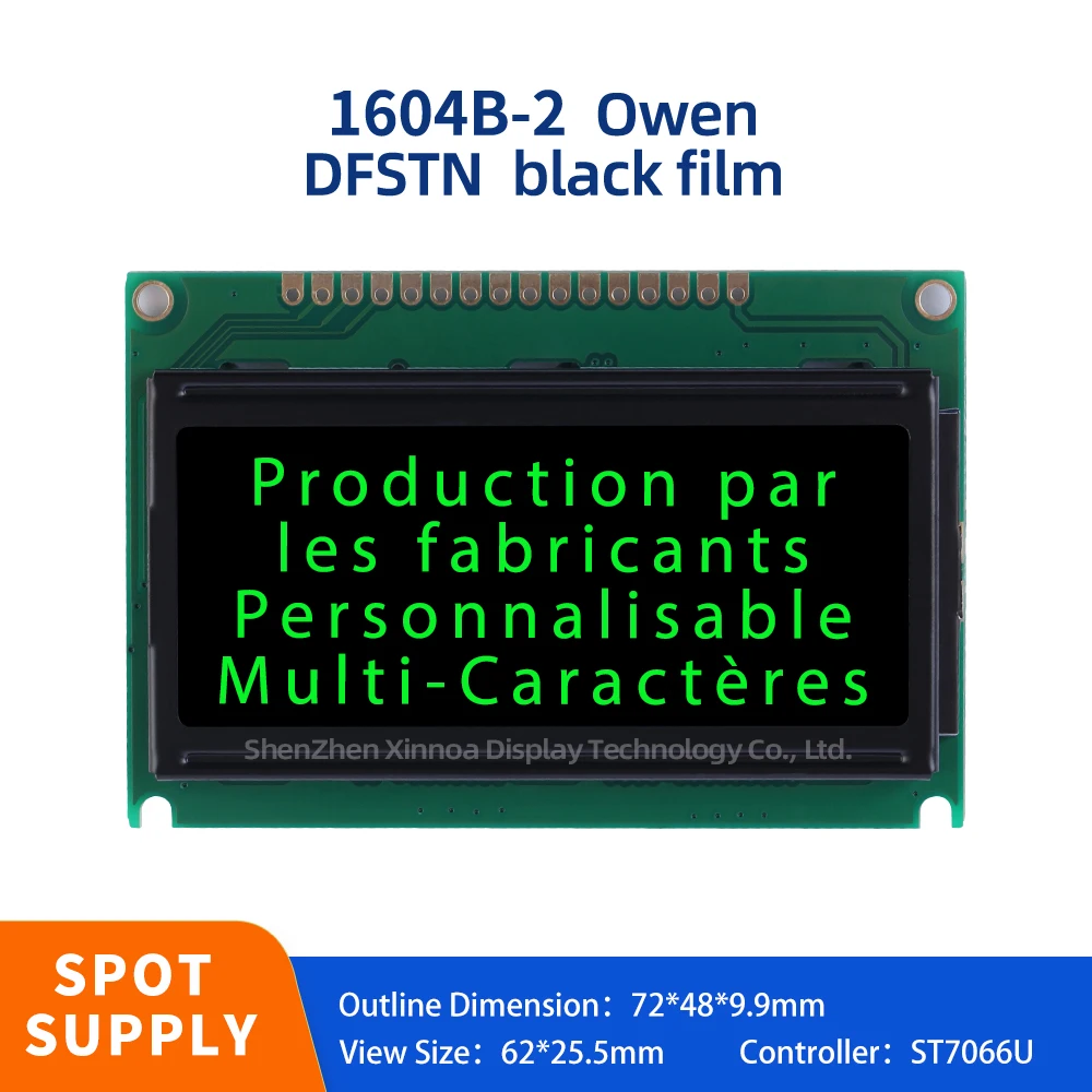 Écran LCD européen Multi Rick Library, film noir, mot vert, contrôleur, DFSTN, 1604B-2, ST7066U, 3.6 pouces