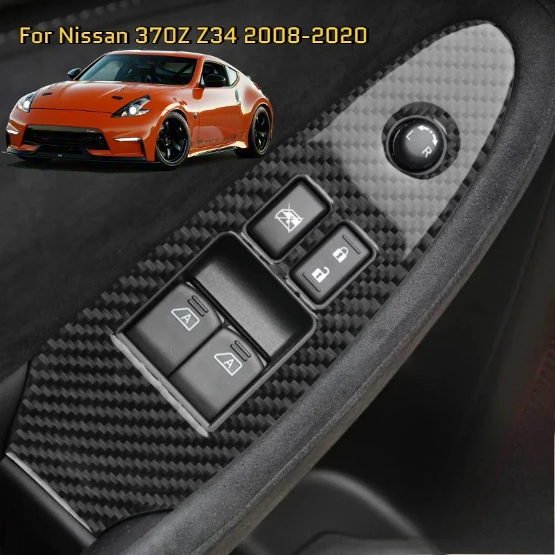 

Fit For Nissan 370Z Z34 400Z 08-20 Soft Carbon Fiber Car Window Lift Switch Button Protect Panel Frame Interior Accessories
