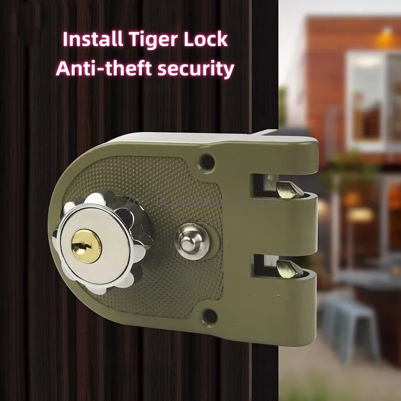 Household Sliding Door With Tiger teeth Old-Fashioned Exterior Lock Iron Gate Wooden Anti-Theft Lock