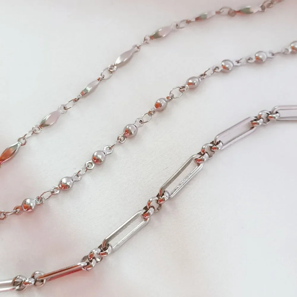 

Titanium Steel Flat 0-chain Double Hanging Connection Handmade Chain Loose Chain Handmade DIY Jewelry Accessory Necklace Materia