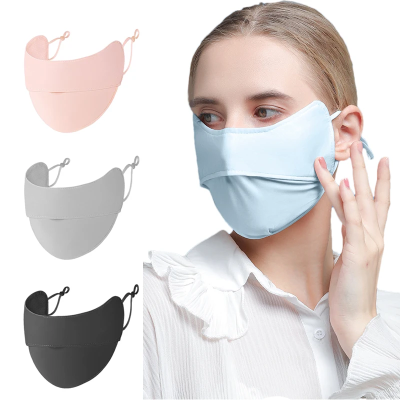 

Summer Men Women Sunscreen Face Mask Ice Silk Opening Design UV Protection Face Shield Reusable Cycling Sports Masks UPF 50+