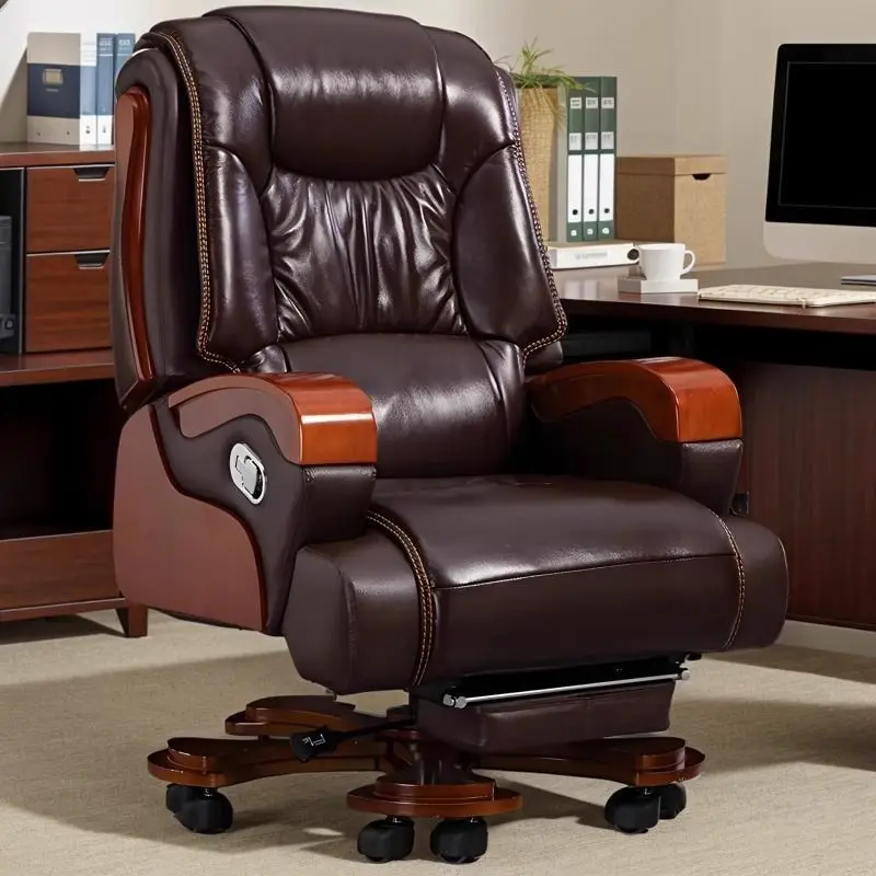 Leather Boss Chair Office Business Classroom Office Recumbable Massage Swivel Home Computer Chair