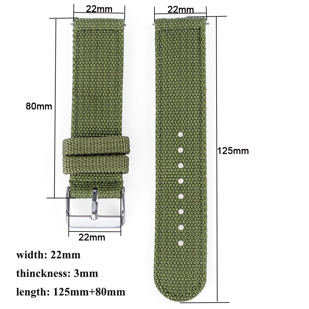 18mm 20mm 22mm 24mm Nylon Canvas Watch Band Woven Soft Belt Universal Bracelet for Men Women Sport Quick Release Wrist Band