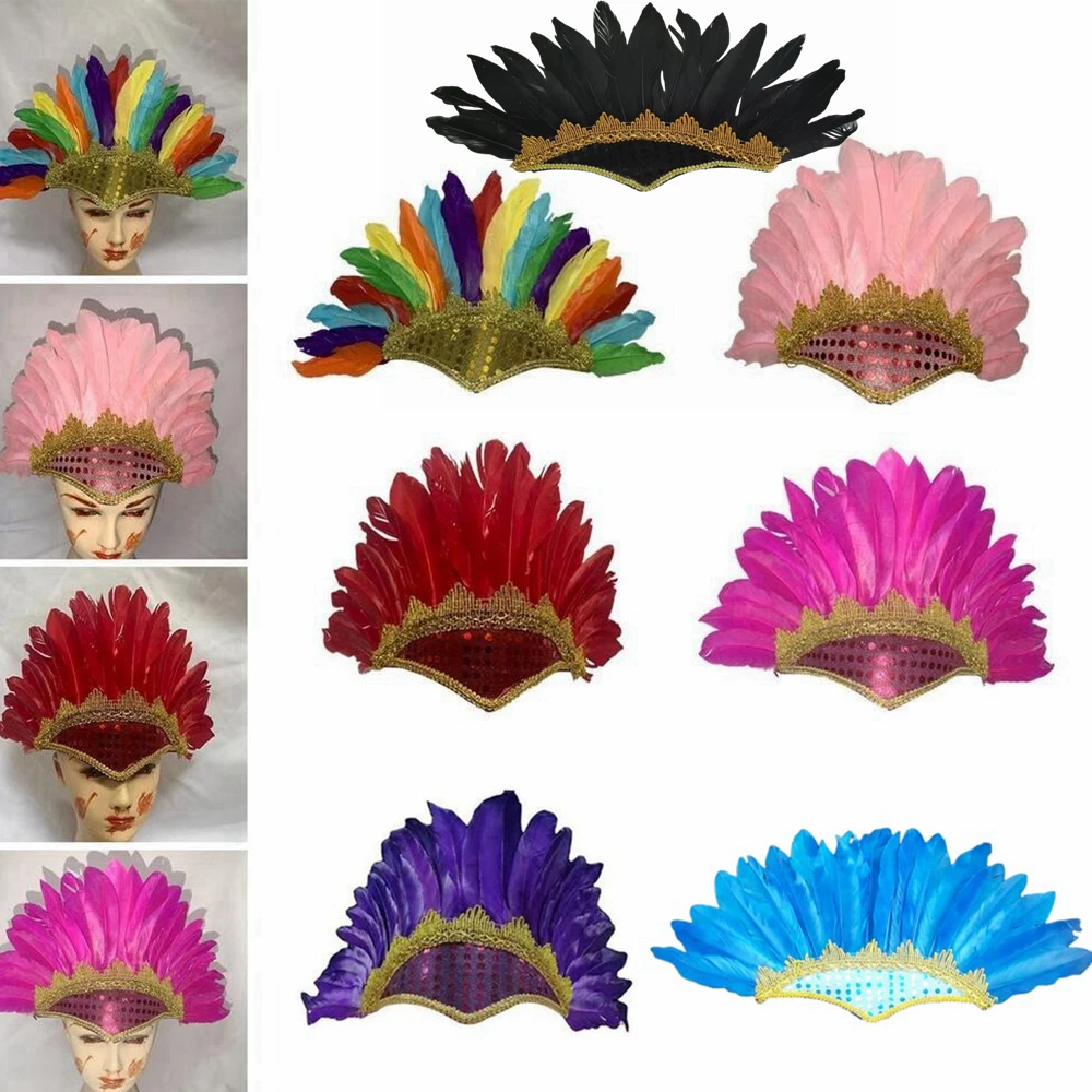 Feather Feather Headdress New Adjustable Colorful Carnival Costume Head-mounted Headwear Children\'s Day