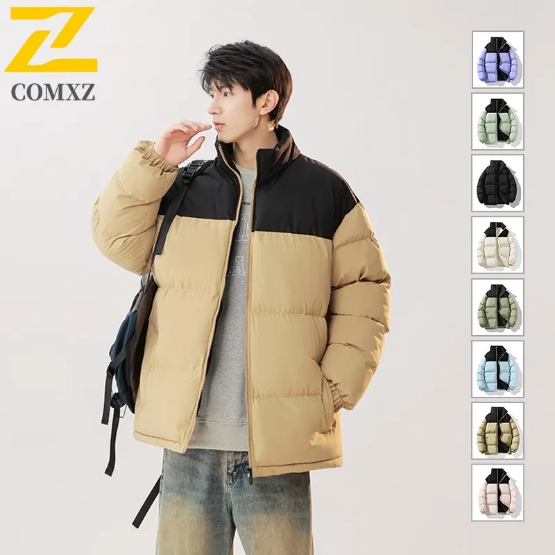 سترة مبطنة للرجال من COMXZ بياقة واقفة لركوب الدراجات في الهواء الطلق سترة سميكة دافئة على طراز الشارع حماية من البرد معطف شتوي جديد مبطن