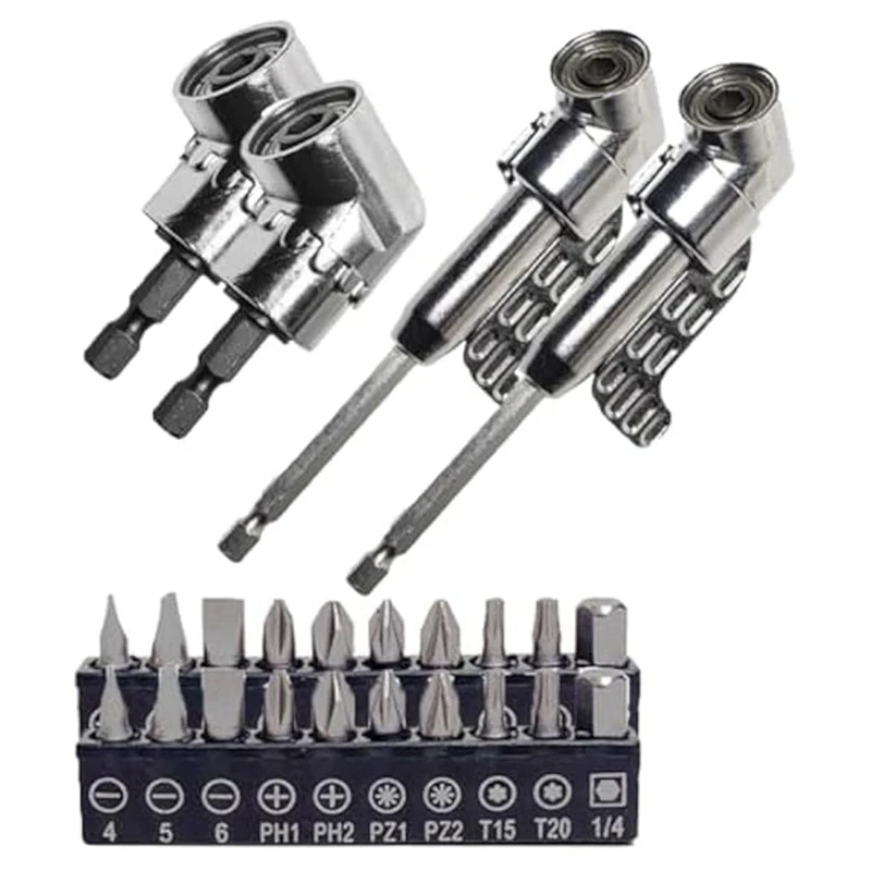 A98E-Corner Tool Screw Hub, Multi-Function Bend Screwdriver Bit, 360° Rotatable 1/4In 3/8In 1/2In Socket Adapter Set