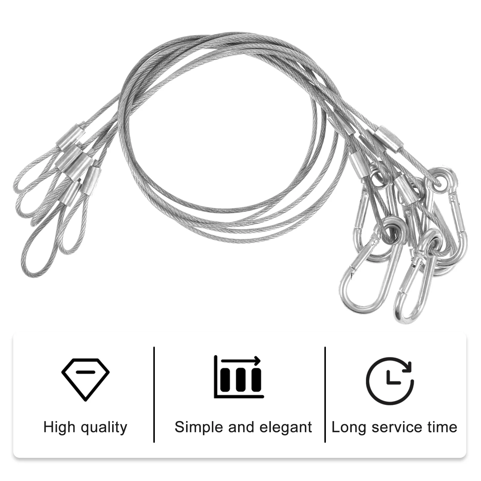 

5Pcs Safety Rope for Stage Light Stainless Steel Protective Cable Lanyards Load Duty Durable Practical Design Stage Lighting
