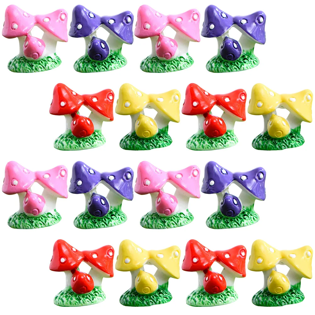 

16 Pcs Mini Resin Mushrooms Figurines Cute Tiny Moss Ornaments Garden Decoration Micro Landscape Craft DIY Outdoor Decor