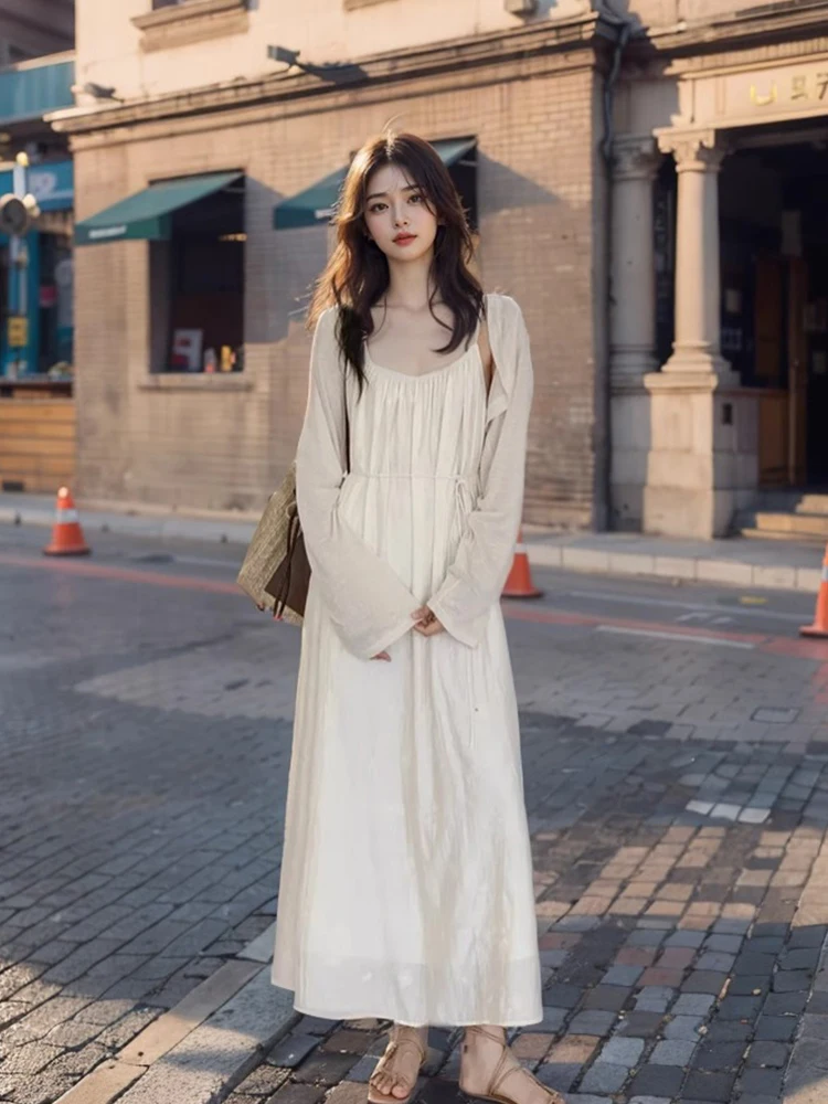 Sweet Sle femmes printemps 2025 nouveau mince crème solaire Cardigan sangle jupe longue deux pièces ensemble Faionable fibre de polyester longue S...