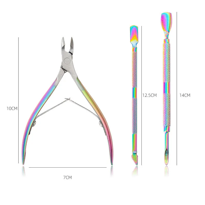 ステンレス鋼のネイルアートカッター,キューティクルトリマー,プッシャー,デッドスキンリムーバーキット,マニキュア,ペディキュアツール,プッシュ,プッシュツール