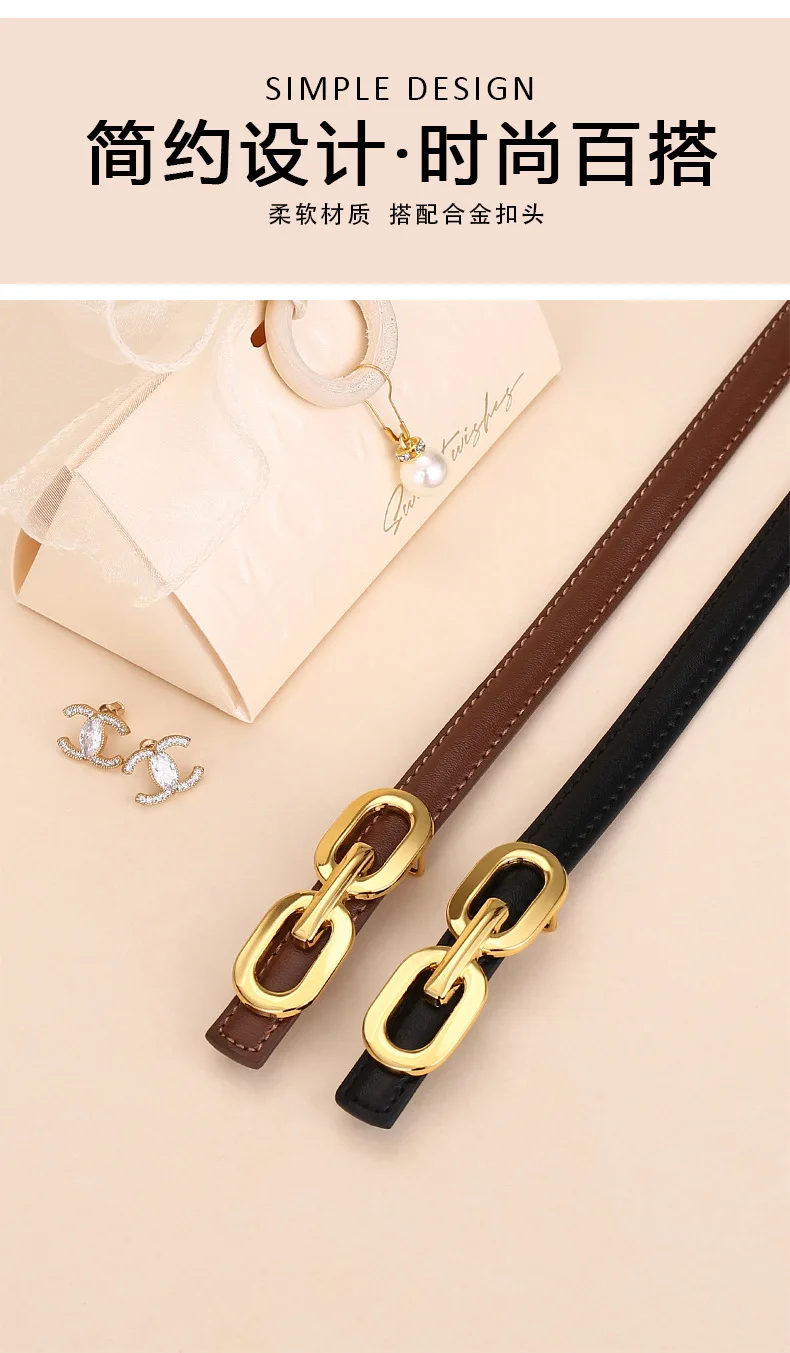 Hochwertiger Damengürtel; Feine und leichte Luxus-Modeaccessoires; Ledergürtel für Damen; Vielseitiger 8-förmiger Gürtel für – Detail 1
