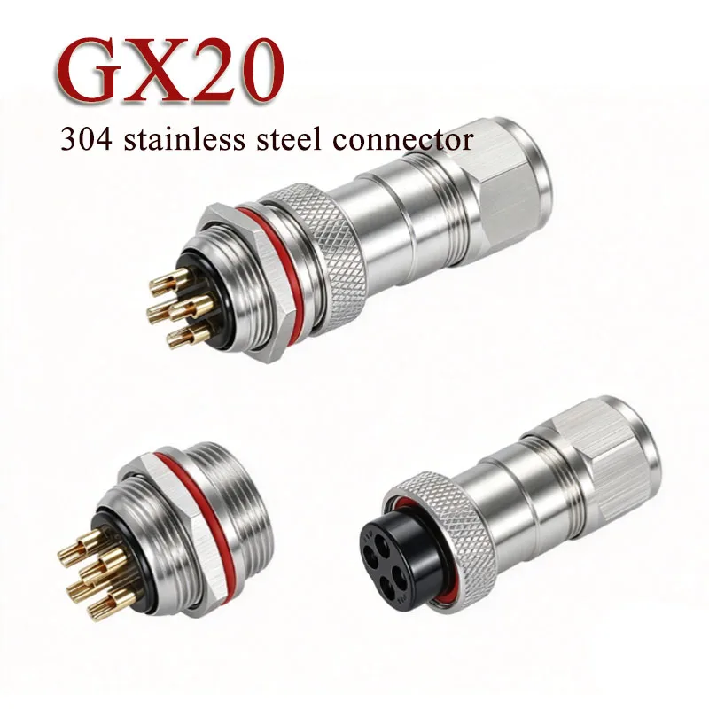 GX20-2/3/4/5/6/7/8/10/12/15 Core Aviation Plug Socket 304 Stainless Steel GX20 Connector Male Female Waterproof Connectors