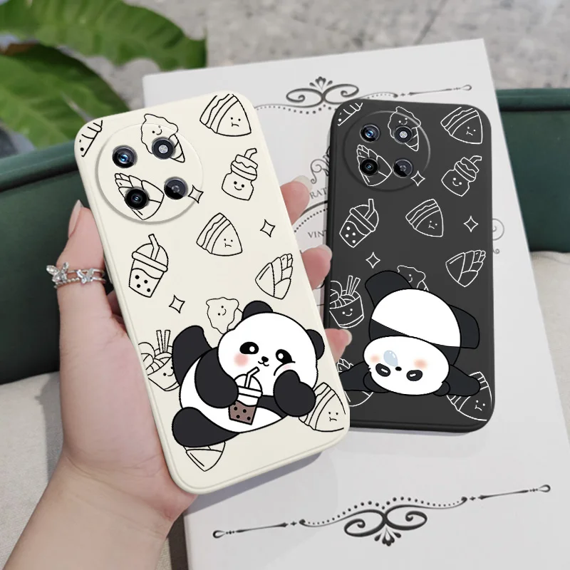 

Milk Tea Panda Phone Case For OPPO Realme 14 13 12 11 10 9 9i 8 8i 7 Pro Plus C35 C21Y C25Y C25 Liquid Silicone Cover