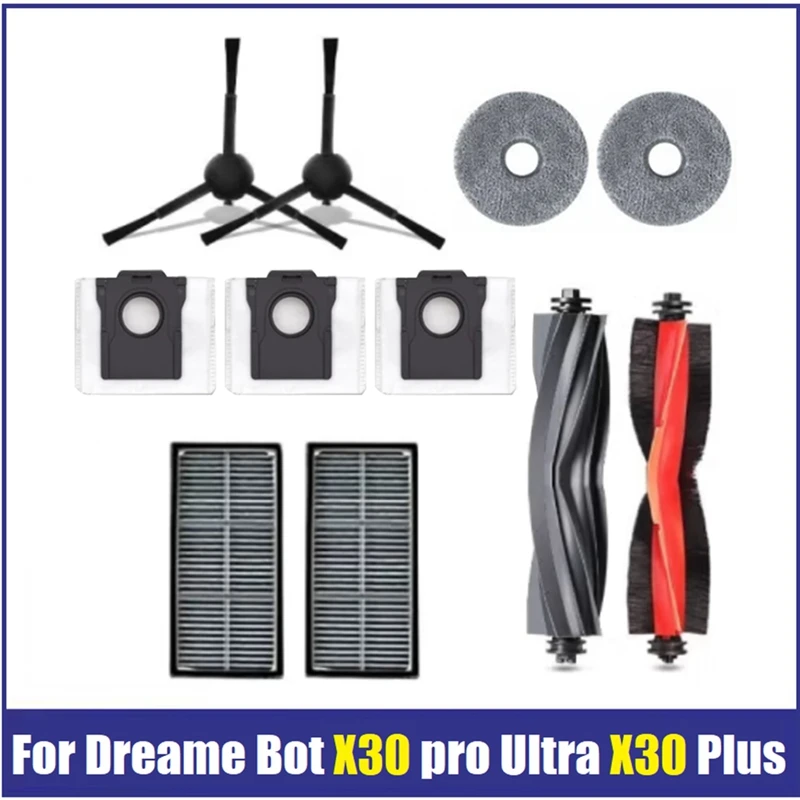 11 Stück für Dreame Bot x30pro Ultra x30pro plus Roboter Staubsauger Ersatz zubehör Hauptseite Bürsten filter Mopp Staubbeutel