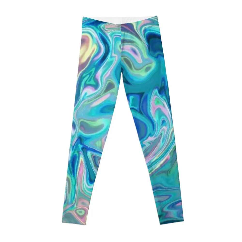 

Blue Holographic Pattern Leggings trousers sportswear gym for fitness exercise clothing for Womens Leggings