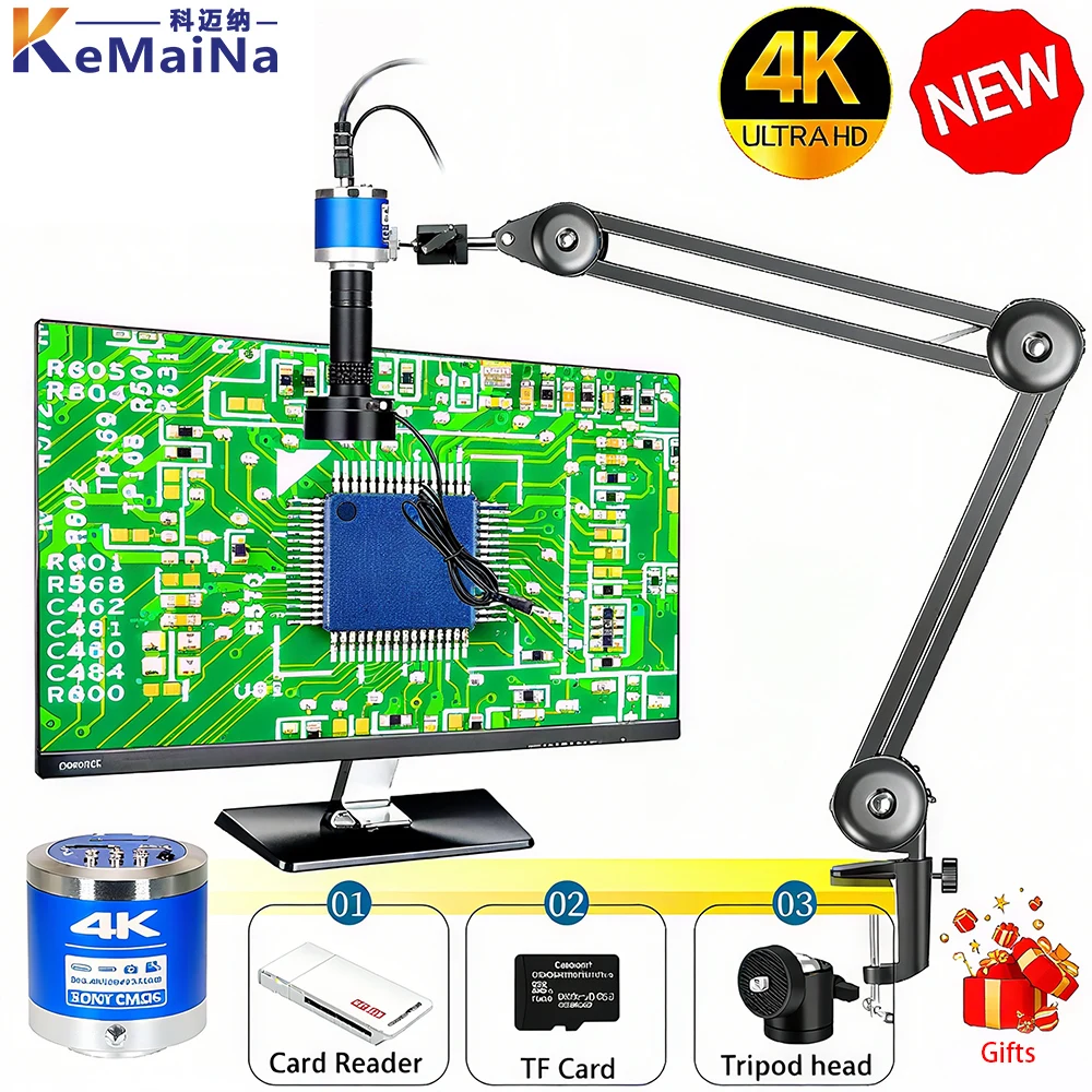 4K Electron Microscope 1080p Video Take Pictures Industrial HDMI 8-150X High Magnification Repair Mobile Phone Digital