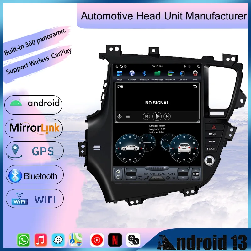 

Auto Stereo For Kia Optima K5 2011-2015 Android 13 Radio Vertical Car Multimedia Player GPS Navigation Head Unit Recorder