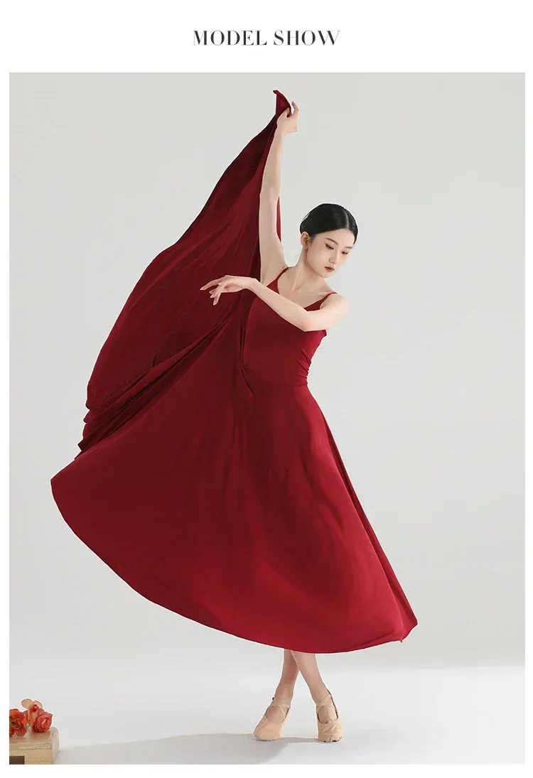 Klassisches Tanzkostüm, Kleid mit breiten Trägern und weitem Rock, fließendes Kleid im chinesischen Stil, modernes Tanzkostüm für Ballett, Damen. – Detail 6