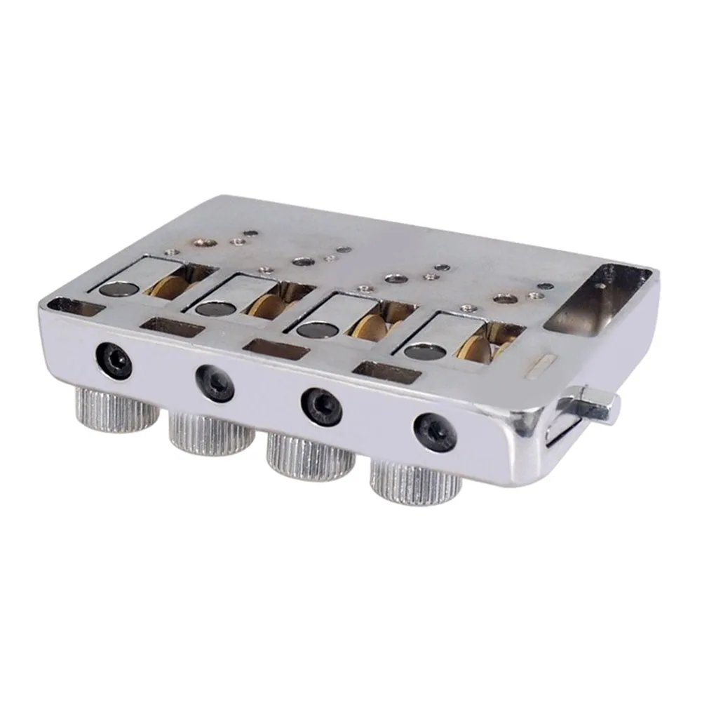 Guitar Part 20MM Black Brass Silver 4String Travel Bass Bridge Accessories Brass Roller Saddle Easy Installation Headless Repair