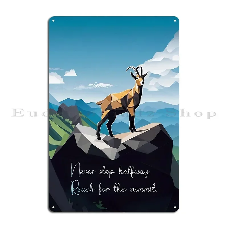 Conquering Heights Geometric Mountain Landscape Metal Plaque Poster Vintage Garage Wall Mural Printing Vintage Tin Sign Poster