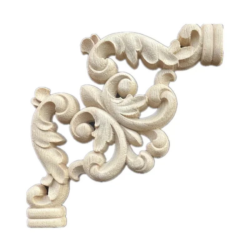 14cm Furniture Craft Carving Decoration Accessories Modern Maison Wood Wooden Applique Decal Corner Onlay Frame for Vintage Home