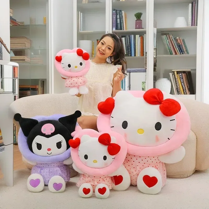 40-70 cm Kawaii Sanrio Perzik Hart Kuromi Gevulde Knuffel Cartoon Leuke KT Kat Dutje Kussen Geven Vriendin kerstcadeau