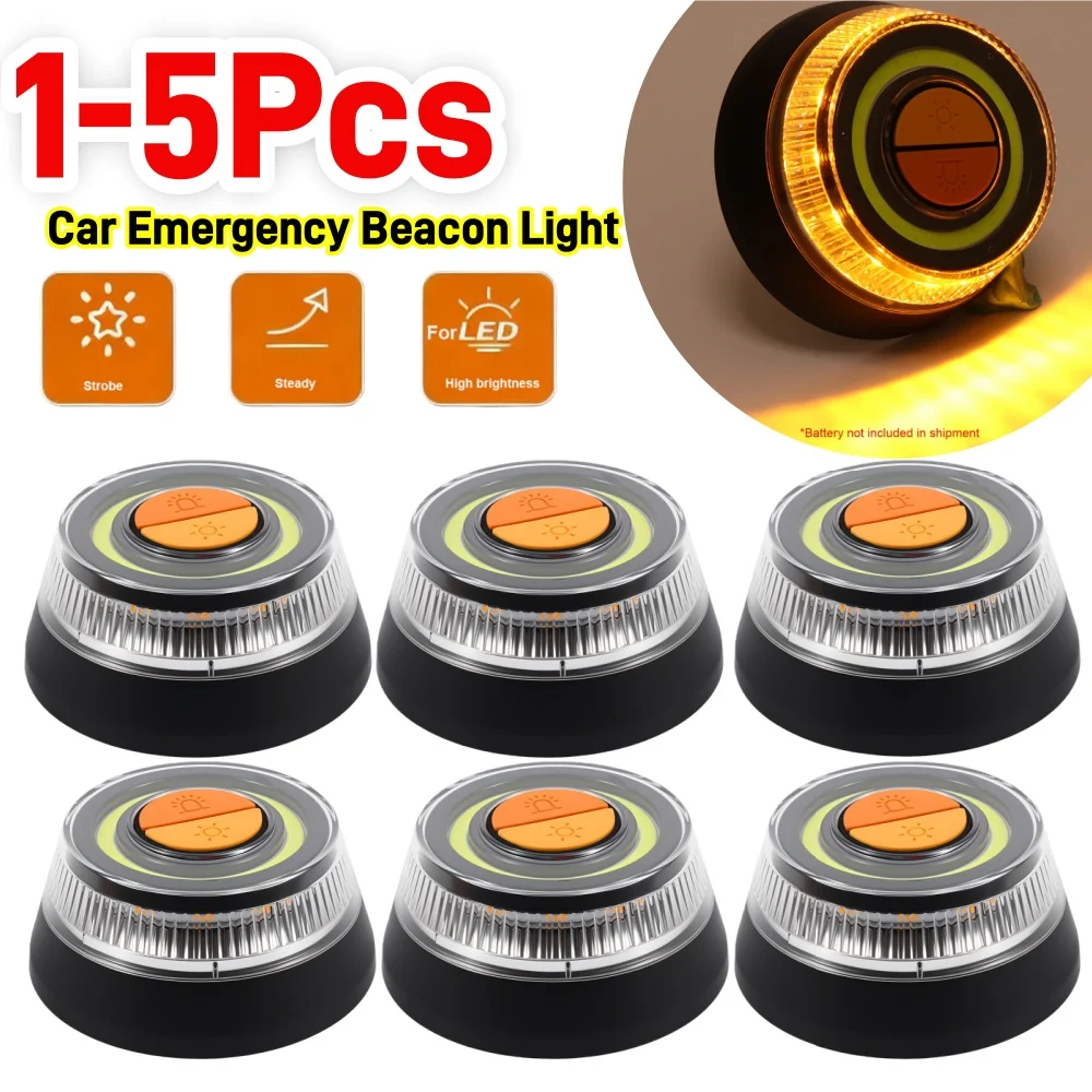 

1-5 шт. автомобильные аварийные фонари, светодиодные предупреждающие стробоскопы, бело-желтые мигающие, с сильным магнитным креплением, автомобильные аксессуары для безопасности