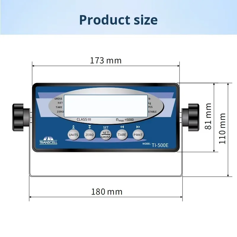 Transcell Weighing Sensor Weighing Display Instrument TI-500E Digital 0.5% Accuracy 1.5kN Working Force, Electronic Actuator